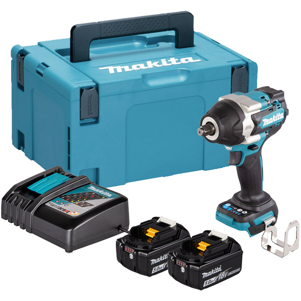 Makita LXT Brushless 1/2" Impact Wrench Kit (2x 5.0Ah) 18V DTW700RTJ